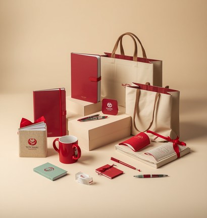 Premium corporate welcome kit with diary, pen, mug and tote bag