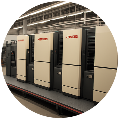 Row of offset printing presses on our production floor